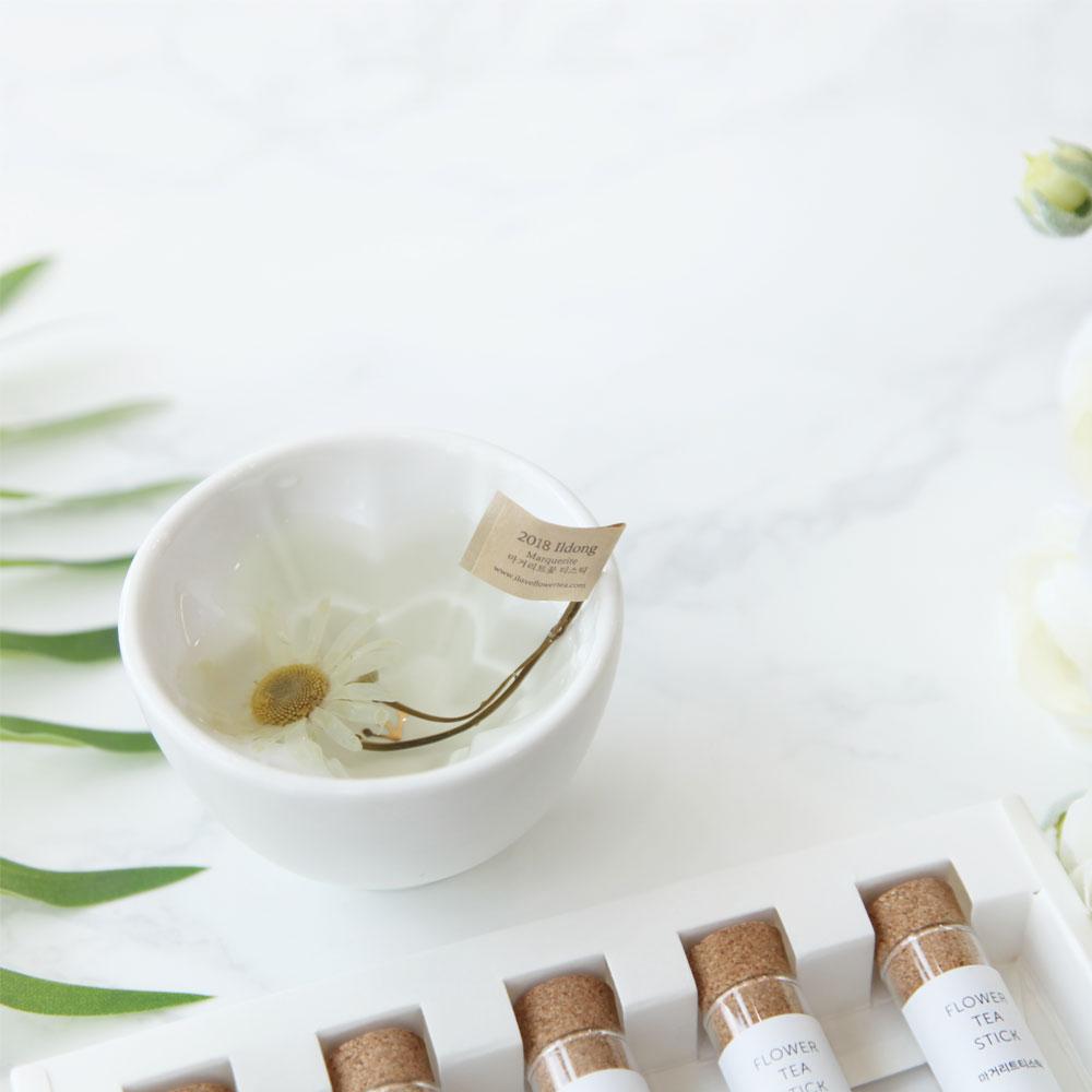 Simple and high-end design Marguerite flower tea stick 5pc set (made in Korea)