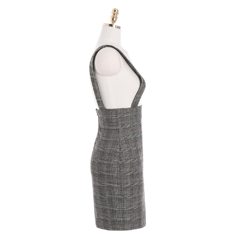 op2521 Check Mid-Thigh Suspender Dress