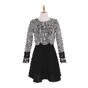 op3963 Lace Cuff Mock Layered Dress