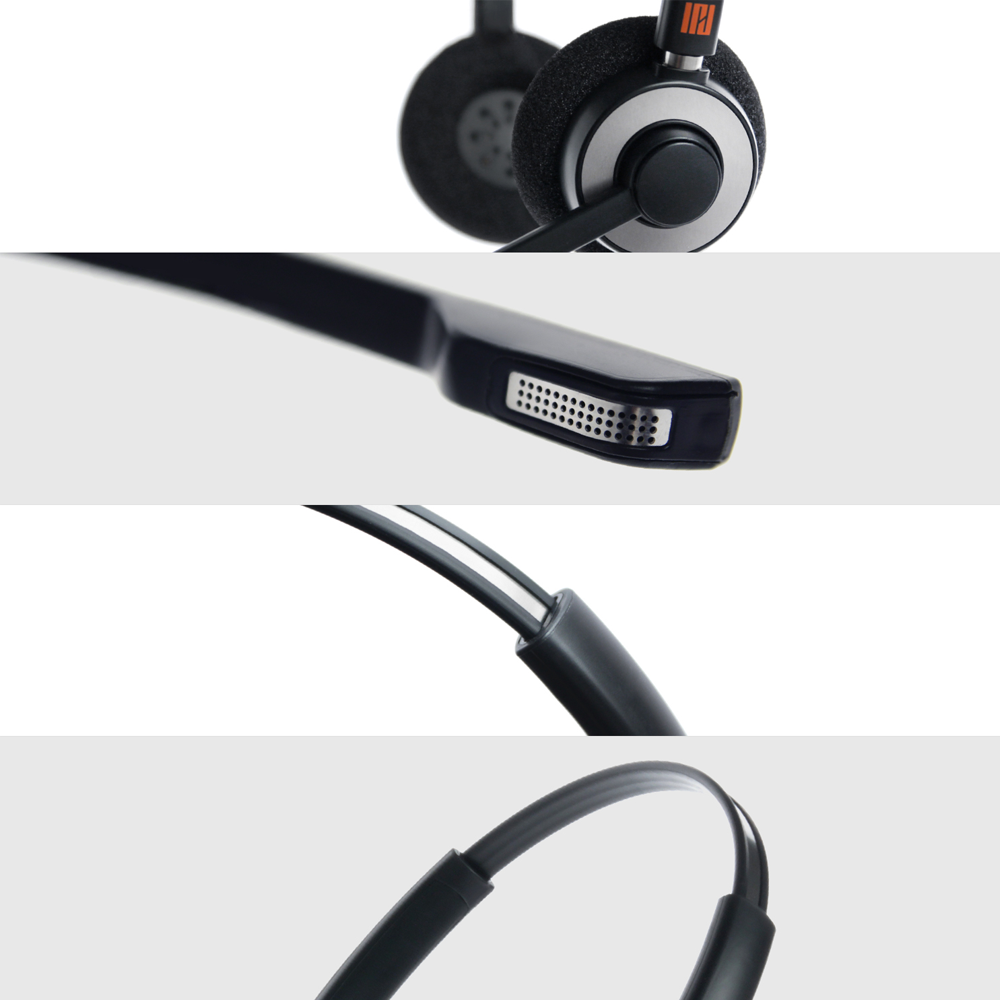 IPD IPH-165 Binaural NC Headset with USB Adapter cable to PC with Mute Switch and Volume controller