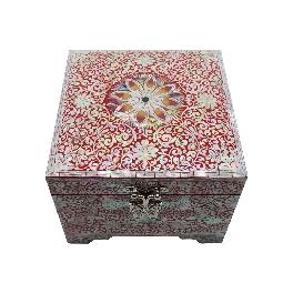 Nacre Inlay Mother of Pearl Storage Chest Wooden Box Crane with Pin Tree Design Jewelry Mirror Box