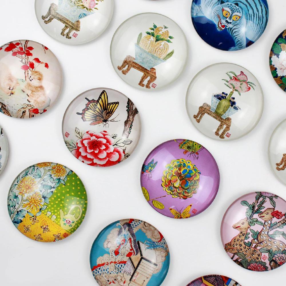 Korean Folk Art Crystal Magnet paperweight for refrigerator, whiteboard, home, office, gift