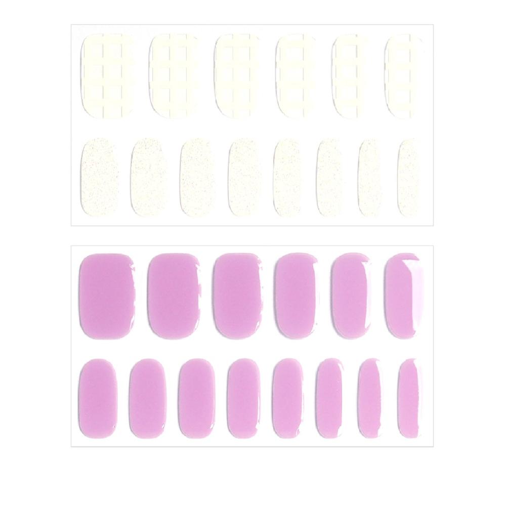 Semi-curing Gel Nail Sticker - Lavender Check