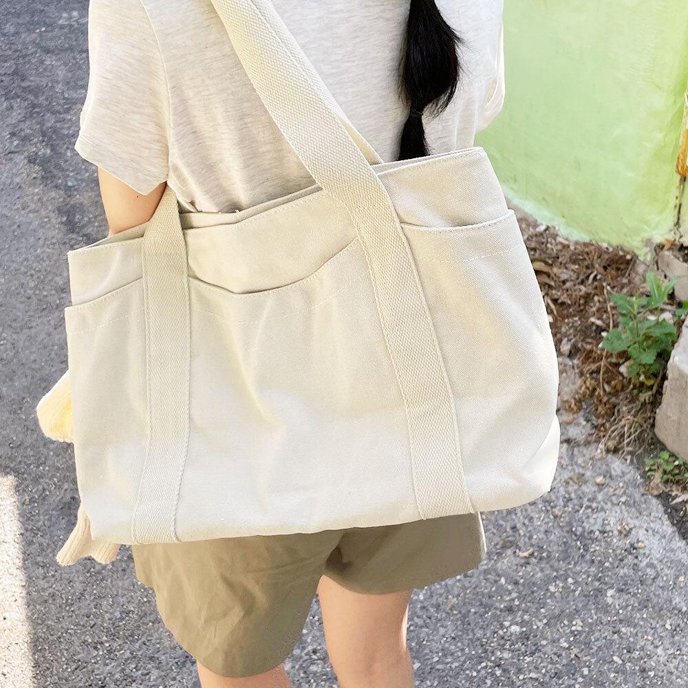 [SLF] Canvas shoulder bag beige - bag - canvas - beige - 36*27*12cm - 1ea