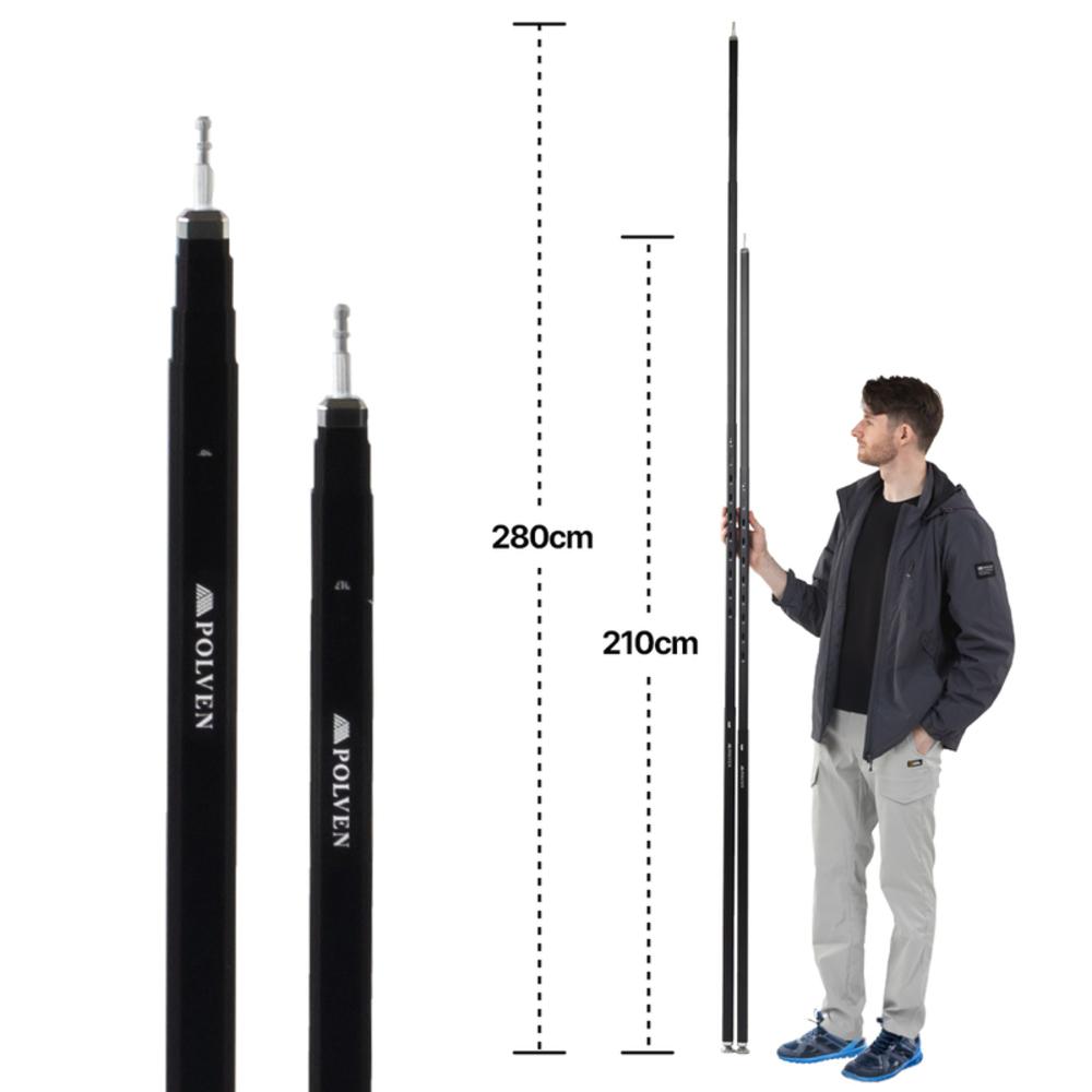 POLVEN adjustable slide tent tarp pole (2100mm / 2800mm)