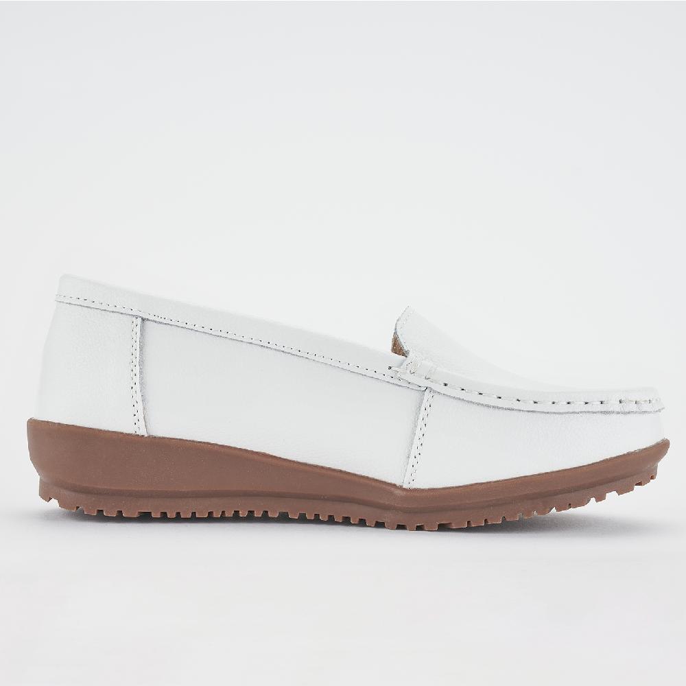 Cushioned Basic Daily Women Comfort Loafers / White, 250