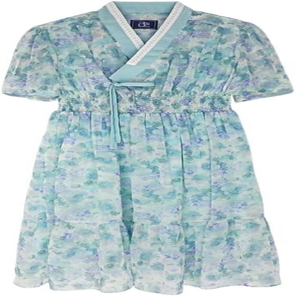 LEESLE Ylang Summer Chiffon Short Sleeves Women Hanbok Long Dress