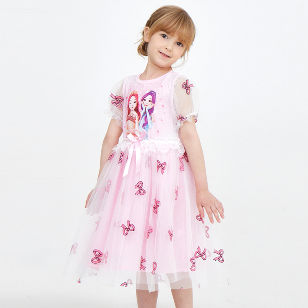 Secret Jouju Girl's Raffim Half-Sleeved One-Piece Dress Pink 150