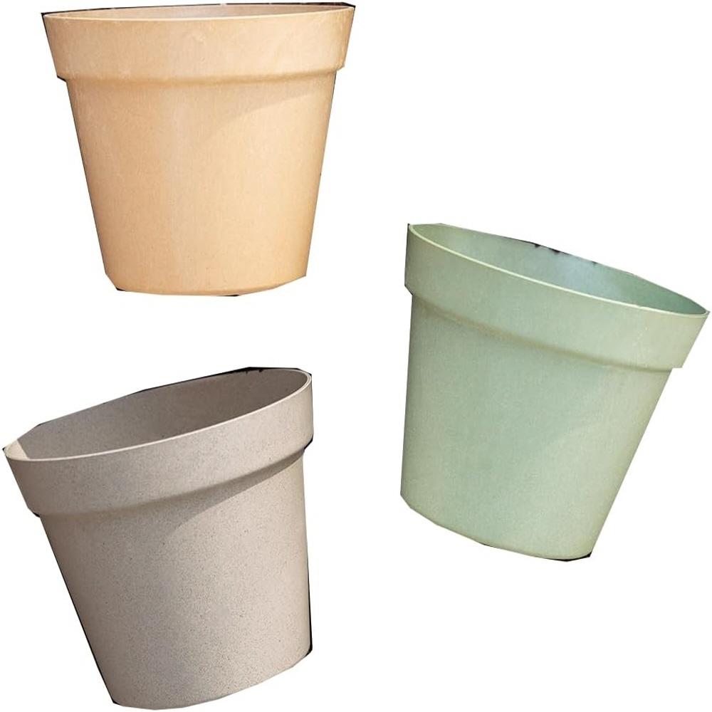Freefactory Flower Plant Pot with Drainage Holes and Saucer Tray(Medium/Ivory)