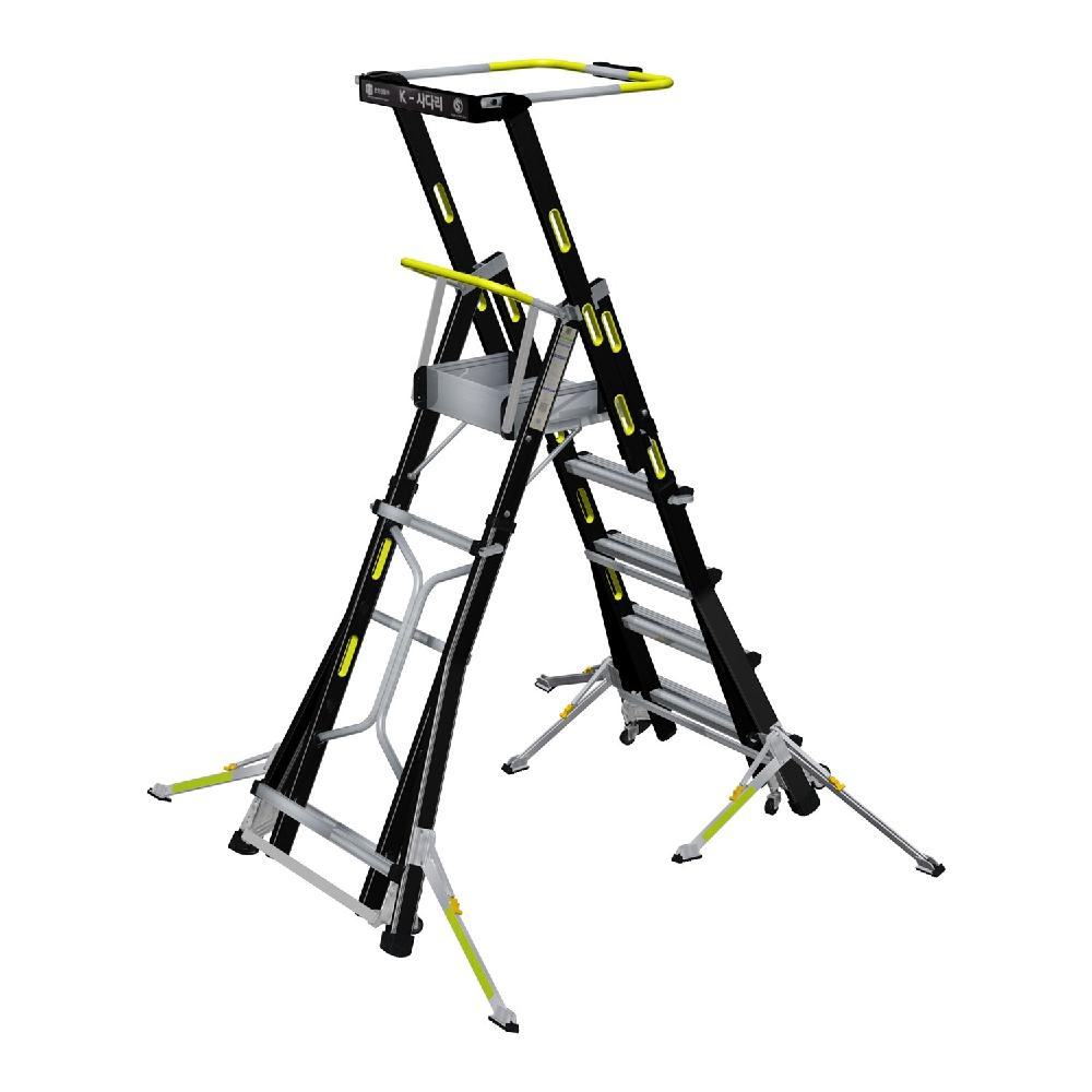 K-LADDER Height-Adjustable Platform Step Ladder KLS-205F / KLB-205F, 3.9m Working Height, Active Outrigger