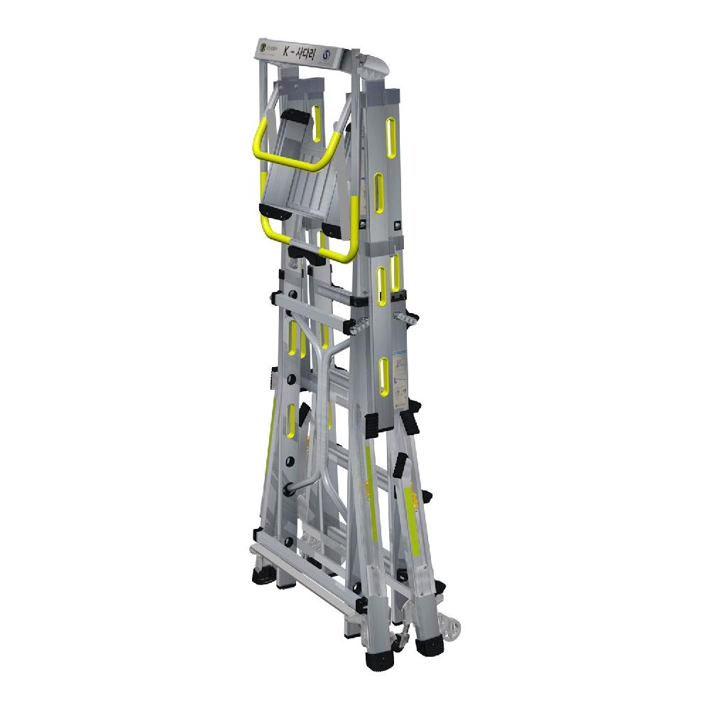K-LADDER Height-Adjustable Platform Step Ladder KL-205, 6-Point Outrigger, Platform Height 1.3-2.2m, S-Mark Certified