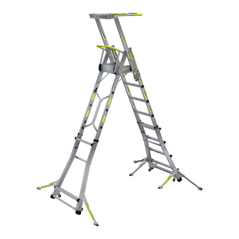 K-LADDER Height-Adjustable Platform Step Ladder KL-205, 6-Point Outrigger, Platform Height 1.3-2.2m, S-Mark Certified