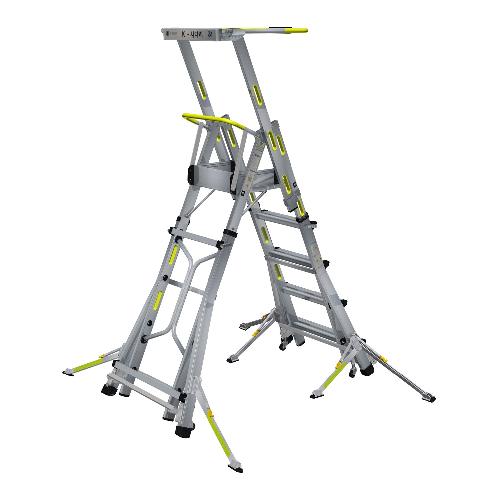 K-LADDER Height-Adjustable Platform Step Ladder KL-205, 6-Point Outrigger, Platform Height 1.3-2.2m, S-Mark Certified