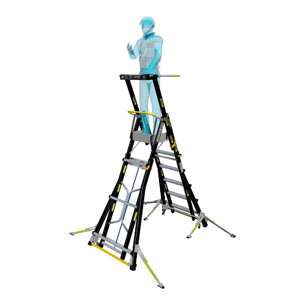 K-LADDER Winch-Type Platform Step Ladder KS-206W / KB-206W, Platform Height 1.6-2.7m, Wire Winch Adjustment