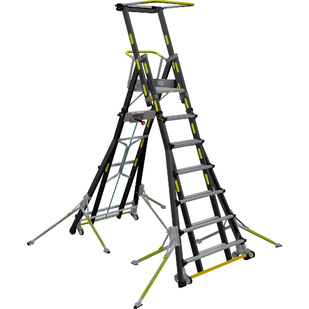 K-LADDER Winch-Type Platform Step Ladder KS-207W / KB-207W, Platform Height 1.9-3.3m, 8-Point Outrigger
