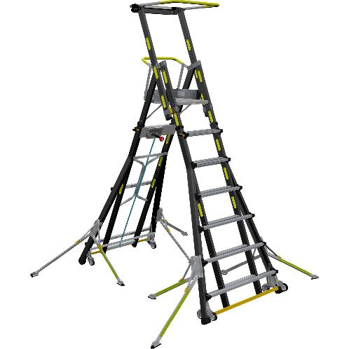 K-LADDER Winch-Type Platform Step Ladder KS-207W / KB-207W, Platform Height 1.9-3.3m, 8-Point Outrigger