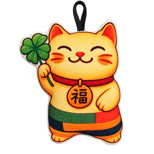 Korean Lucky Cat Plush Keyring