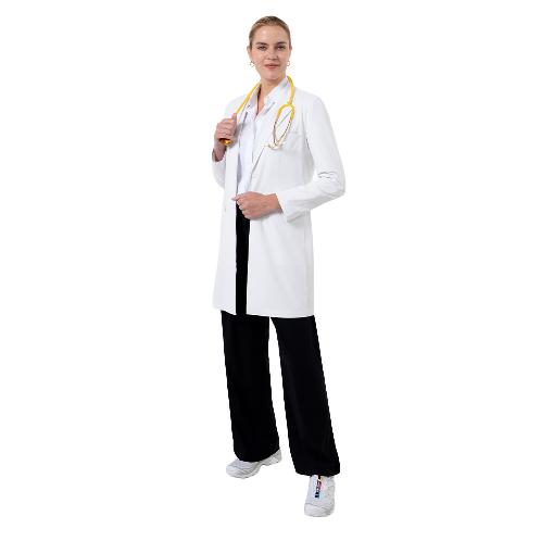 Zenir Structured Nuevo Long Lab Coat LCW-204 - Ivory White
